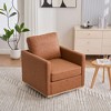 30.7"W PU Upholstered Square Swivel Accent Chair with Cushioned Seat, Back Pillow, and 360° Swivel for Living Room, Bedroom - 3 of 4