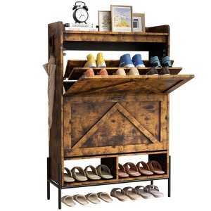 Garvee Shoe Cabinet with 2 Flip Drawers, Shoe Storage Cabinet for Entryway, Narrow Shoe Rack, Dry and Wet Separation Shoe Organizer with Metal Legs - 1 of 4
