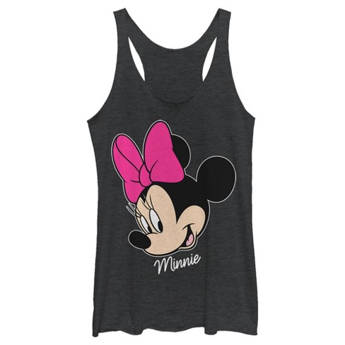 Women's Mickey & Friends Minnie Mouse Portrait Racerback Tank Top - Black  Heather - X Small