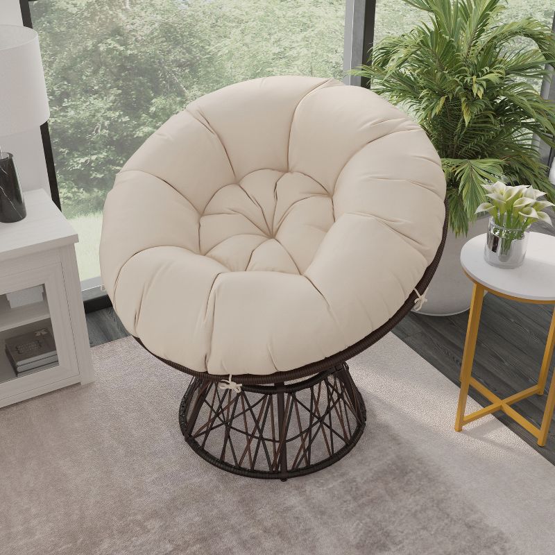 Emma and Oliver Swivel Patio Chair with Cushion, 4 of 12