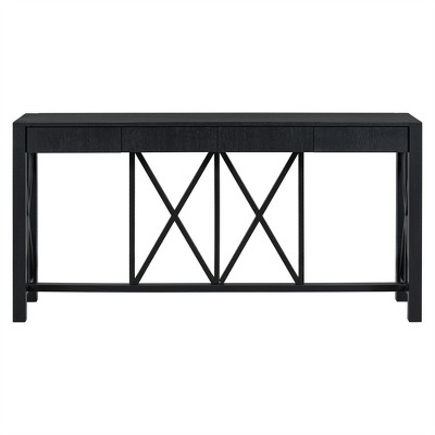 attop Modern Farmhouse Console Table, Entryway Table with 4 Drawers & X-Leg Design