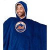 MLB New York Mets Team Color Bloncho with Logo Patch and Faux Shearling Inside Throw Blanket - 2 of 3