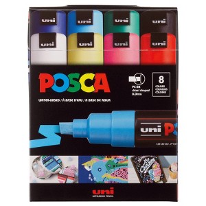 POSCA PC-8K Paint Markers, Broad Chisel Tip (8 mm), Assorted Colors ...