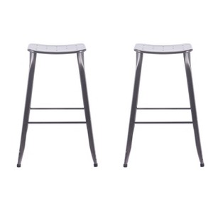Set of 2 29" Lennon Saddle Backless Barstools - ACEssentials: Charcoal Steel Frame, Fixed Height - 1 of 4