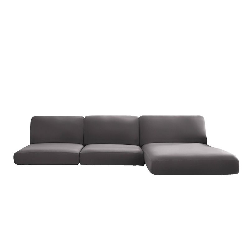 Sure Fit Hampstead Stretch Velvet Extra Long Sectional Cushion Cover Charcoal Gray, 2 of 6