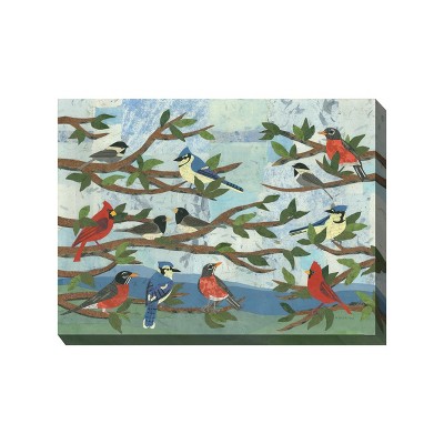 Cottage Garden West of The Wind Mixed Company Red, Blue, Green 40 x 30 Inch Waterproof Gallery Wrapped Canvas, Outdoor Garden, Yard, Patio All Weather