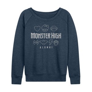 Women's - Monster High - Alumni Dead Luxe Lightweight French Terry Wide Neck Long Sleeve Shirt - 1 of 4