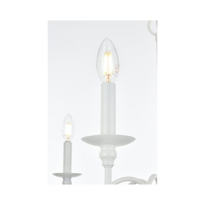 White 42" 8-Light Metal Chandelier with Adjustable Chain