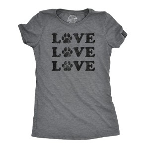 Womens Love Love Love Paws T Shirt Cute Dog Animal Companion Tee - Crazy Dog Women's T Shirt - 1 of 4