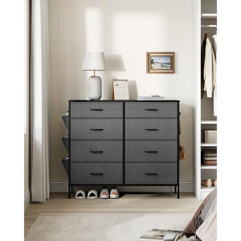 SONGMICS 8 Dresser for Bedroom, Chest Side Pockets, Drawer Dividers, Fabric Storage Organizer for Closet, Charcoal Slate Gray, 3 of 10