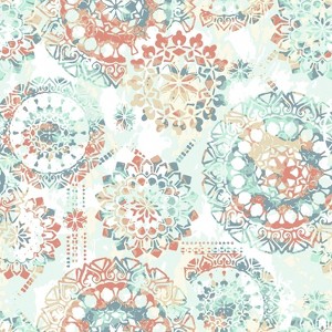 RoomMates Bohemian Peel & Stick Wallpaper Orange/Blue: Removable Self-Adhesive Medallion Pattern, Modern Decor, 28.2 Sq Ft Coverage - 1 of 4