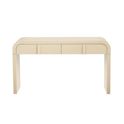 NicBex 55"Round Profile Console Table with Smooth Surface Narrow Long Sofa Table with 2 Storage Drawers for Entryway,Living Room