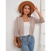 Women’s 3/4 Sleeve Cropped Cardigan Sweaters Open Front Knit Short Bolero Shrugs - 2 of 4