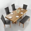 Farmhouse 6-Piece Extendable Dining Table Set with Bench and 4 Upholstered Chairs, 78.1" Rubberwood Kitchen Table with Trestle Legs - 4 of 4