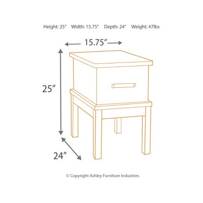 Gray and Brown Rectangular Wood Chair Side Table with Storage