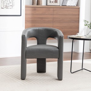 SEYNAR Modern Glam PU Leather Upholstered Dining Chair, Open-Back Accent Chair - 1 of 4