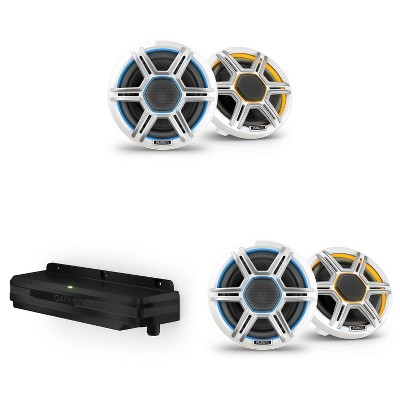 Garmin Fusion 2 Pairs Apollo AP-FL65SPW 6.5" LED Marine Speakers Sport Grills, White, Pair with Garmin Spectra LC302 3-Zone LED lighting Controller...