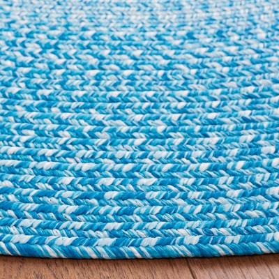 Aqua Oval Braided Reversible Synthetic Area Rug, 3' x 5'