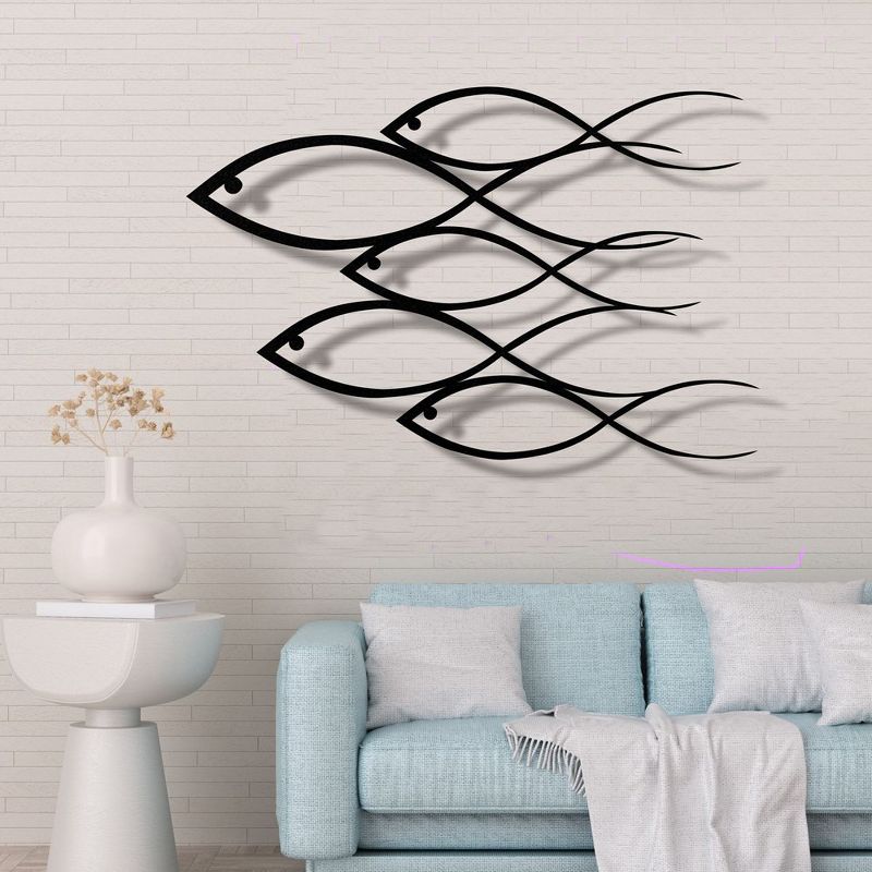 Sussexhome Fish Family Metal Wall Decor for Home and Outside - Wall-Mounted Geometric Wall Art Decor - Drop Shadow 3D Effect Wall Decoration, 2 of 3