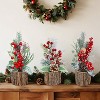 3 Pack 11.5 Inch Small Artificial Xmas Tree Centerpieces with Red Berries & Pine Cones - 4 of 4