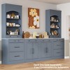 Set of 2, 83.7"H Freestanding Kitchen Pantry Cabinet with Faux Marble Top, 5 Storage Drawers and Adjustable Shelves for Dining-The Pop Home - 2 of 4