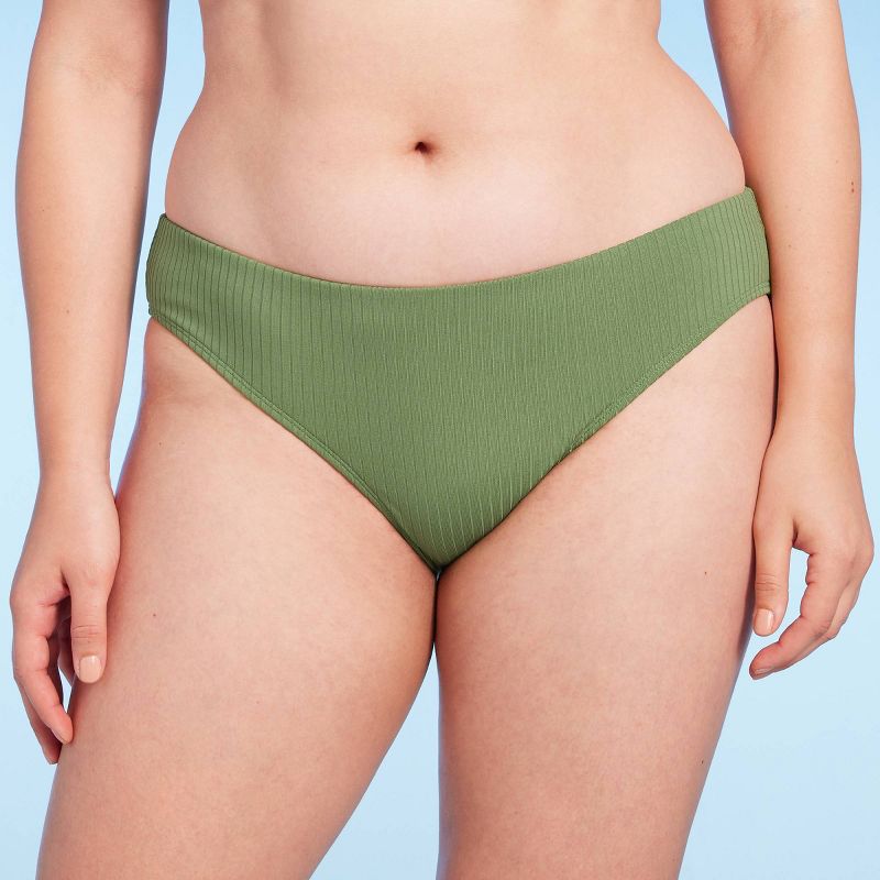 Women's Ribbed Hipster Bikini Bottom - Shade & Shore™ Green, 5 of 7