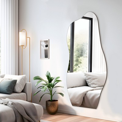 SpassWay 59"H/64"H/71"H Asymmetrical Accent Wall Mirror Novelty Full Length Mirror for Living Room Bedroom Entryway