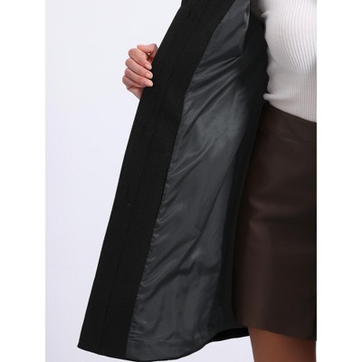 Allegra K Women's Work Stand Collar Buttoned Elegant Winter Outwear Overcoat Small Black — фото 5