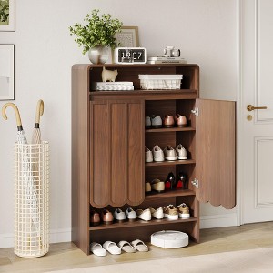 Shoe Storage Cabinet with Wave Panel Doors, 45"H 5-Tier Shoe Cabinet with Adjustable Shelves - 1 of 4