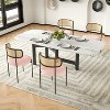 Modern Upholstered Dining Chairs Set of 4 Rattan Back Dining Room Chairs Accent Kitchen Chairs with Metal Legs Pink - 2 of 4