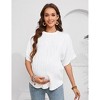 Women's Maternity Shirts Casual Breathable Loose Textured Raglan Short Sleeve Shirt Crew Neck Spring Summer Pregnancy Tops - 2 of 4