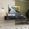 VYNXARIA 180 Wall Mounted Floating 80" TV Stand with 20 Color LEDs and Charging Station,Black - 2 of 4