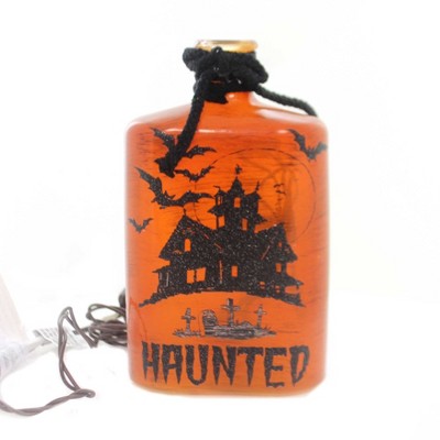 Stony Creek 8.0 Inch Halloween Lighted Glass Botle Haunted Spider Novelty Sculpture Lights