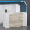 Famapy Light Oak White Reception Desk,Lockable Cabinets+Cable Management+Adjustable Shelves,Modern Reception Counter for Office & Business Front - 2 of 4