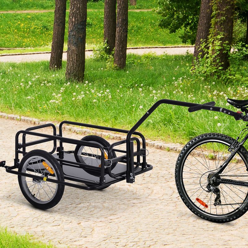Aosom Foldable Bike Cargo Trailer Cart with Hitch, 88 lbs. Capacity, 16' Wheels, Black, 3 of 10