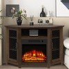 Parrot Uncle 45 in. Dark Walnut Corner TV Stand Fits TVs up to 55 in. with 18 in. Electric Fireplace - 2 of 4