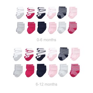 Luvable Friends Infant Girls Grow with Me Cotton Terry Socks, Stripe Ballet, 0-6 and 6-12 Months - 1 of 2