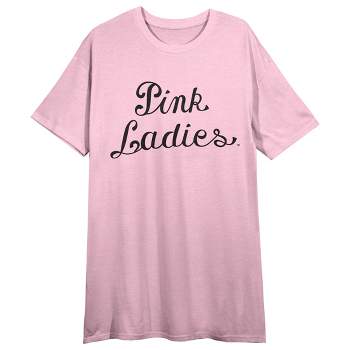 Grease Pink Ladies Logo Women's Pink Heather Night Shirt With Short Sleeves And Crew Neck