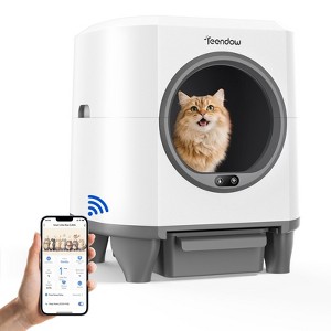 Automatic Self-Cleaning Cat Litter Box with 80L Capacity, Odor Control, APP Control,Washable Design, for Multiple Cats, Includes Mat - 1 of 4