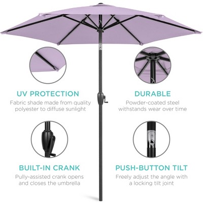 Lavender Hexagon Market Patio Umbrella with Black Metal Pole