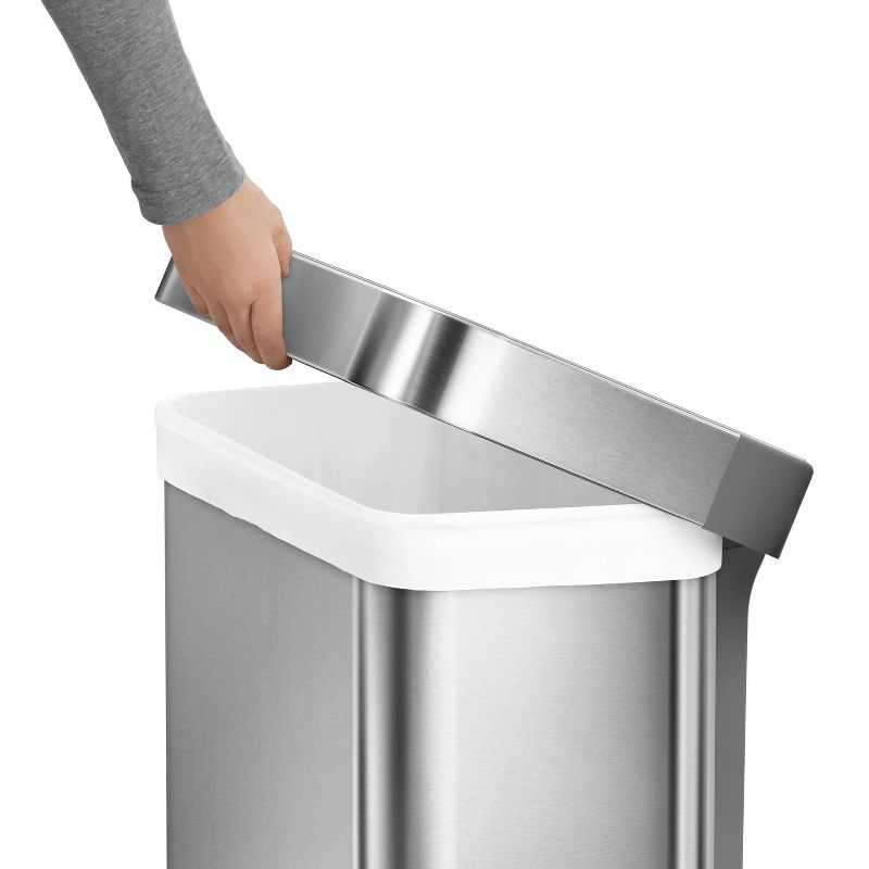 simplehuman 55L Rectangular Step Trash Can with Liner Pocket, 4 of 10