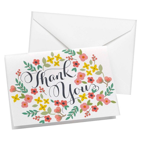 50ct Blank Thank You Cards Floral : Target