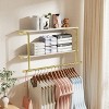 2 In 1 Heavy Duty Industrial Pipe Clothes Rail Floating Wall Mounted Hanging Display Closet Storage Shelf for Bedroom Laundry Room - 3 of 4