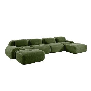 157" Corduroy Modular U-Shaped Sectional Sofa with 2 Ottomans - 1 of 4