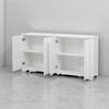 4-Door Sideboard with Intricate Linear Accents, Triangular Legs & Pine Veneer Finish, MDF Storage Cabinet for Dining Room, Kitchen, or Living Room - 4 of 4