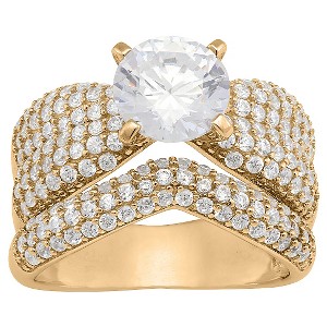 3.52 CT. T.W. 2 Piece Round-Cut Pave Bridal Cubic Zirconia Ring In 14K Gold Over Silver - (9), Women