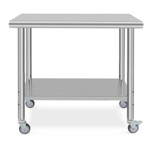 COZONY NSF Stainless Steel Table with Backsplash, Heavy Duty Commercial Kitchen Prep Table with Adjustable Under Shel - 1 of 4