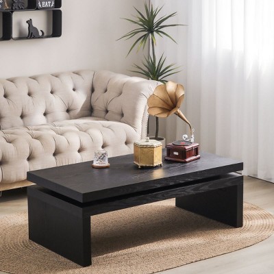 Rectangle Wood Coffee Table,47" Mid Century Modern Farmhouse Wooden Coffee Tables for Living Room Natural Solid Firwood Tabletop-Cuddlewood