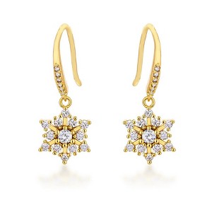 ShineHigh Dainty CZ Snowflake Drop Earrings – Rhodium & Gold Plated Options – Sparkling Winter-Inspired Design with Holiday Elegance - 1 of 1