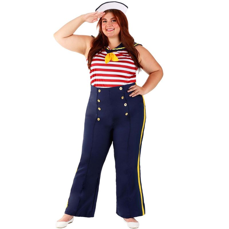 HalloweenCostumes.com Women's Plus Size Perfect Pin Up Sailor Costume, 1 of 6